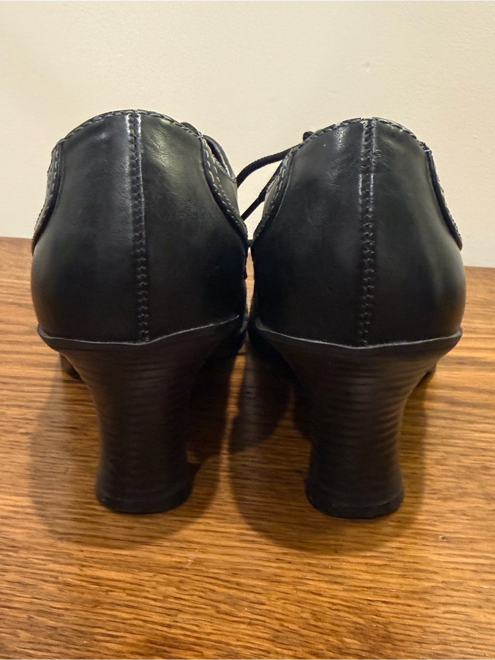Vintage Mudd Black Lace-Up Oxford Heels | Women's 7.5 | Y2K Academic Goth - Picture 10 of 14